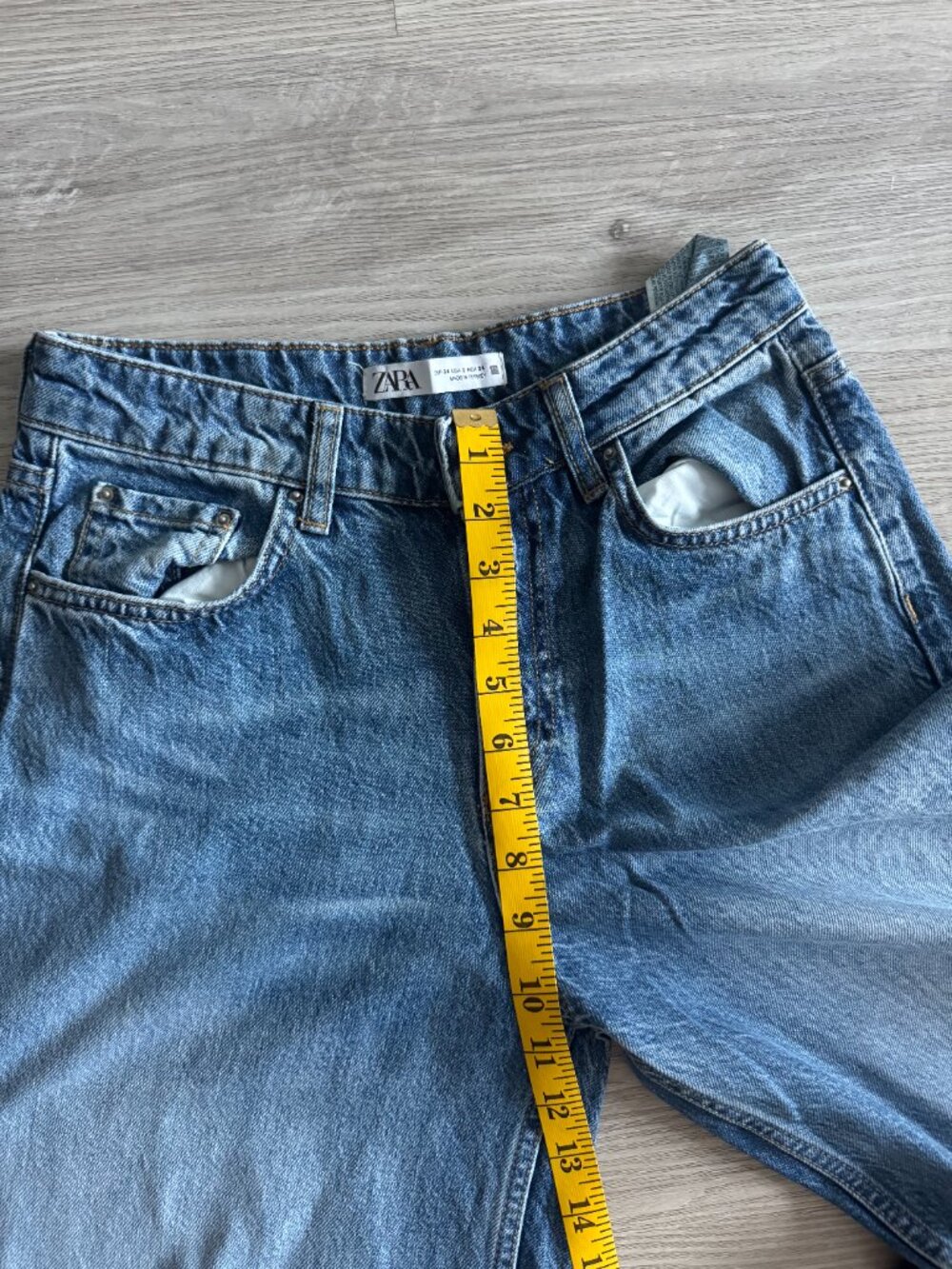 Zara TRF Wide Leg Mid-High Rise Jeans Size 2 Medium Blue Wash Baggy Denim - Picture 15 of 16
